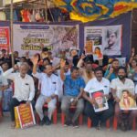 Protest in Harihar against closure of schools run by government of Karnataka