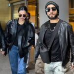 Ranveer Singh and Deepika Padukone twin in leather jackets as they return to Mumbai. Watch video