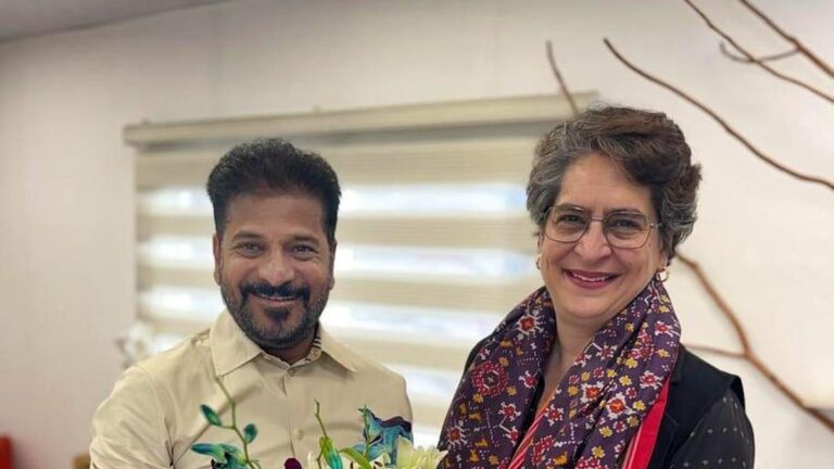 Telangana CM gets a pat from Priyanka Gandhi for Municipal Poll victory