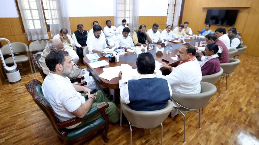 Congress top leadership holds review with Telangana CM and Ministers in New Delhi