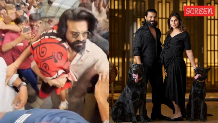 Ram Charan mobbed by fans while visiting Upasana and newborn twins at hospital
