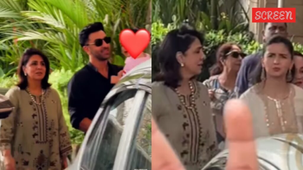 ‘Happy dad’ Ranbir Kapoor holds Raha in his arms as Alia Bhatt gossips with mother-in-law Neetu Kapoor. Watch