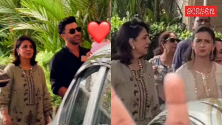 ‘Happy dad’ Ranbir Kapoor holds Raha in his arms as Alia Bhatt gossips with mother-in-law Neetu Kapoor. Watch