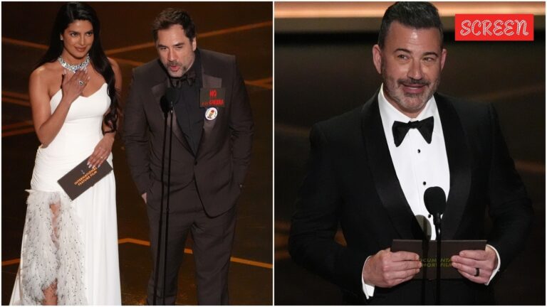 ‘No to war’: Javier Bardem’s viral Palestine plea with Priyanka Chopra by his side; Jimmy Kimmel’s digs at Donald Trump dominate a politically charged Oscars 2026