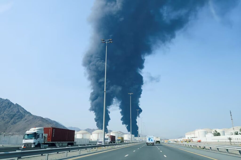 UAE Oil Terminal In Flames Hours After US Strikes Iran's Kharg Island