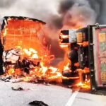 Bus Collided With Lorry And Caught Fire In Andhra Pradesh, many died
