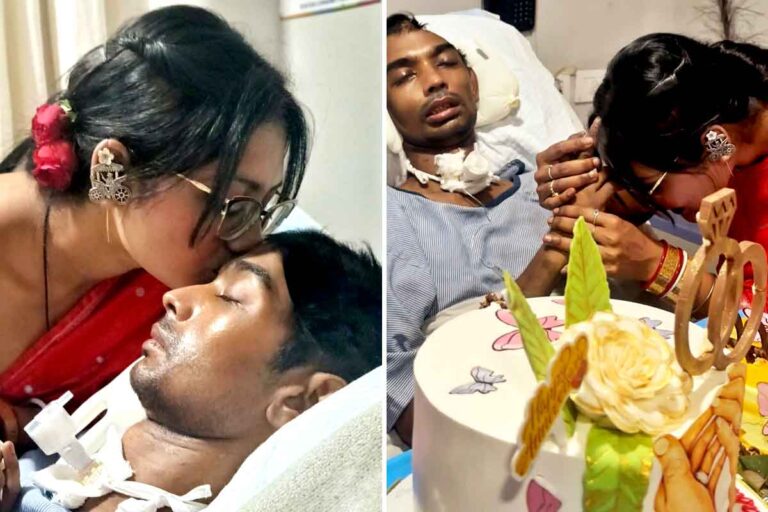 netizens get emotional with viral pictures of anniversary celebration of wife whose husband in into coma stage
