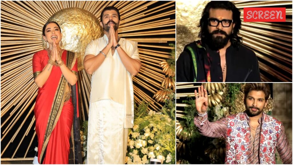 Allu Arjun, Ram Charan, Chiranjeevi, Naga Chaitanya attend Rashmika Mandanna-Vijay Deverakonda’s wedding reception. See pics