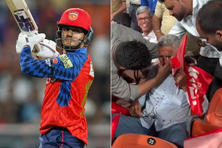 IPL 2026: PBKS's Priyansh Arya’s Six Hits Elderly Fan on Face, Leaves Him Bloodied