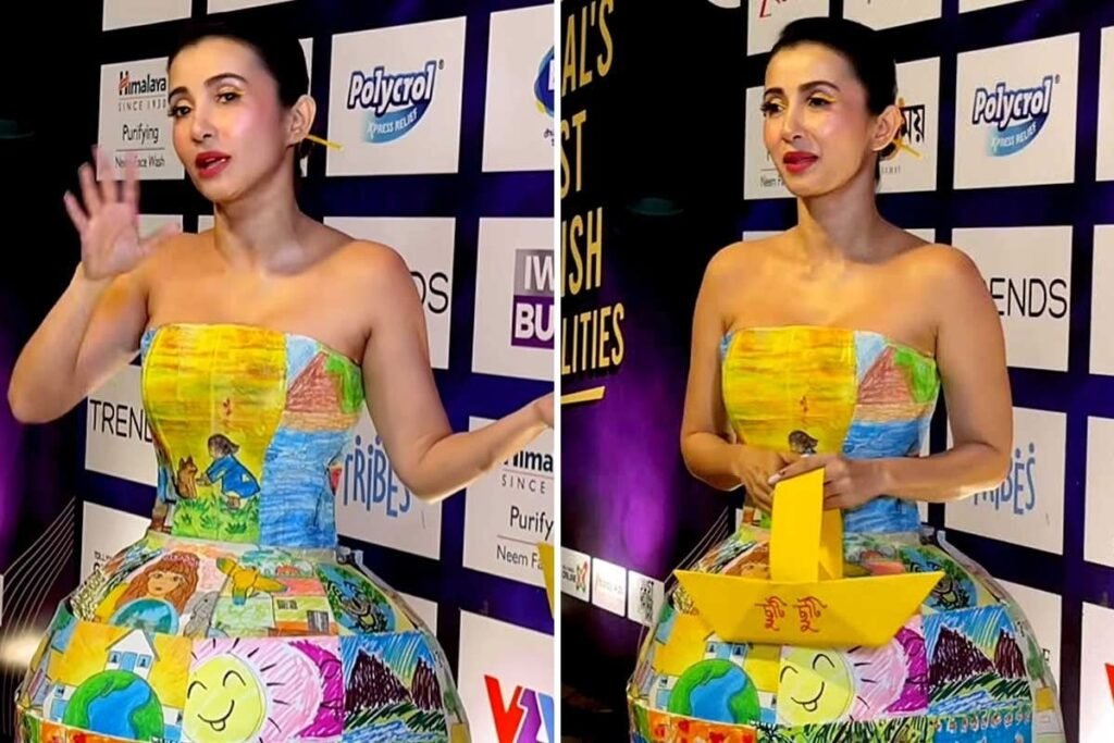 Monami Ghosh turned heads in a unique outfit designed using artwork created by NGO children